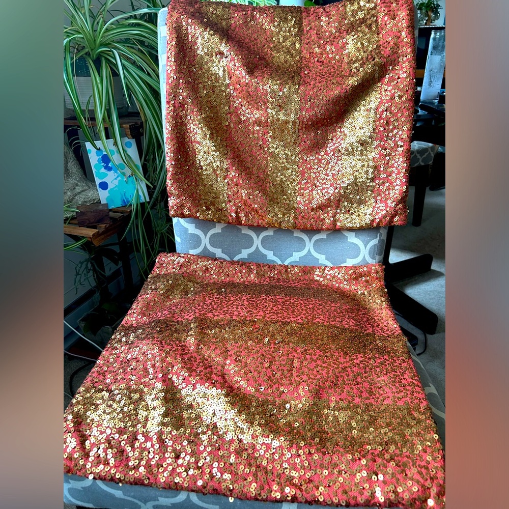 ✨ 2 boho pillow covers. 18inch Beautiful gold sequin ✨